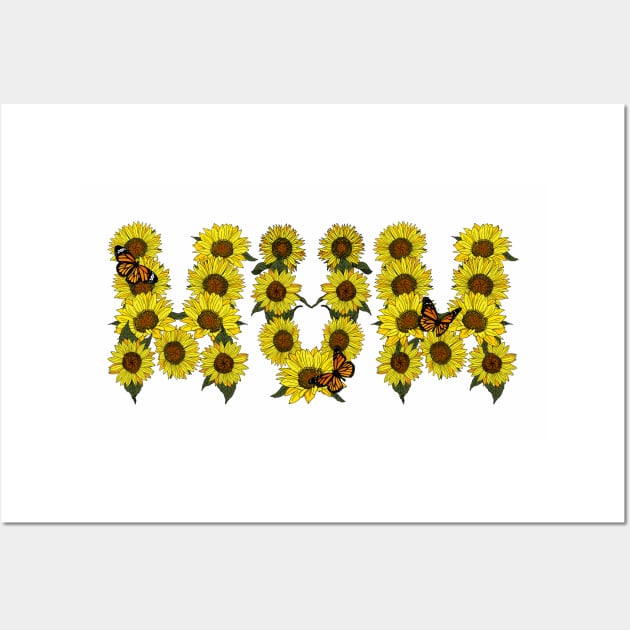 Mum Sunflowers Word Art Wall Art by HotHibiscus